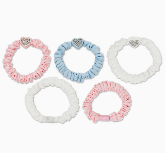 Heart Charm Scrunchie Set