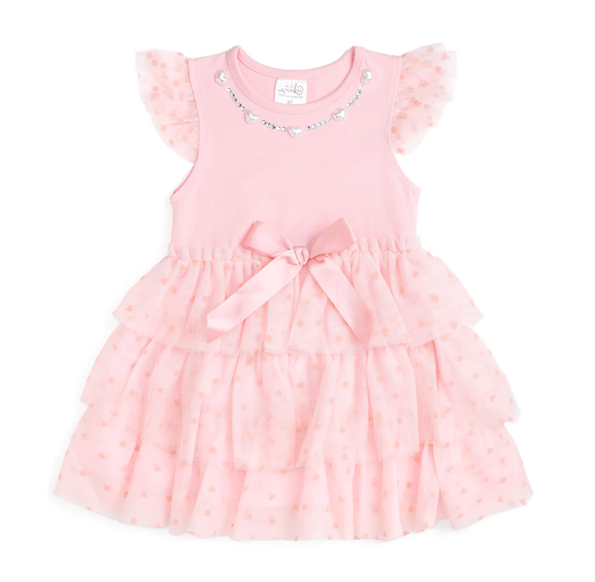 Flocked Heart Tiered Tutu Dress