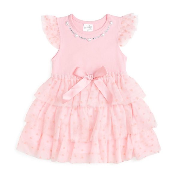Flocked Heart Tiered Tutu Dress