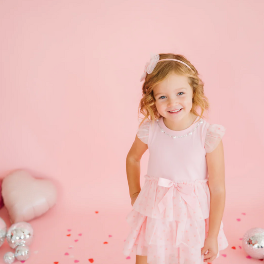 Flocked Heart Tiered Tutu Dress
