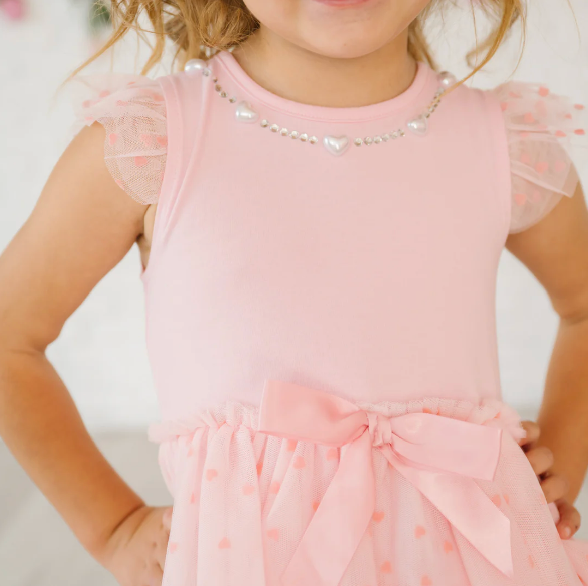 Flocked Heart Tiered Tutu Dress