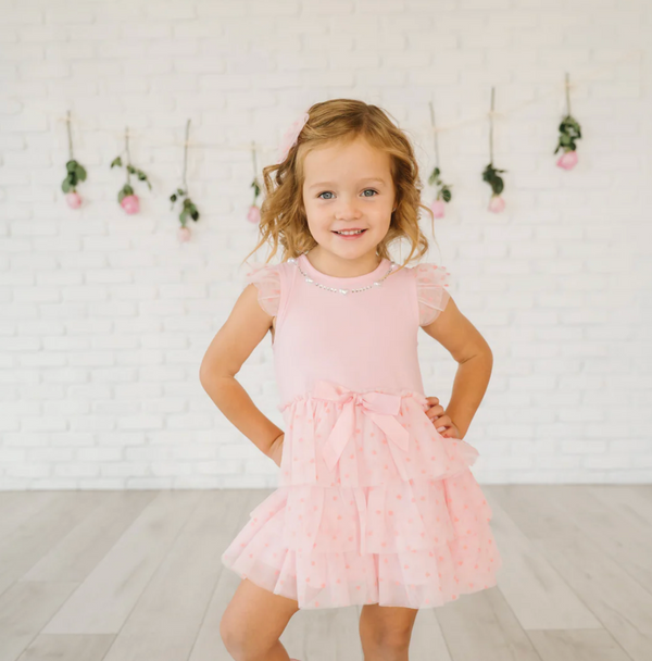 Flocked Heart Tiered Tutu Dress