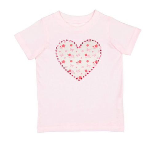 Dainty Rose Pearl Heart Patch T-Shirt - Magpies Paducah