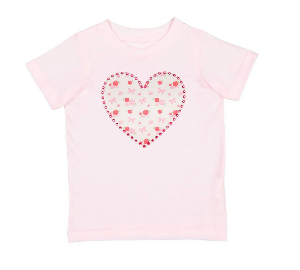 Dainty Rose Pearl Heart Patch T-Shirt - Magpies Paducah
