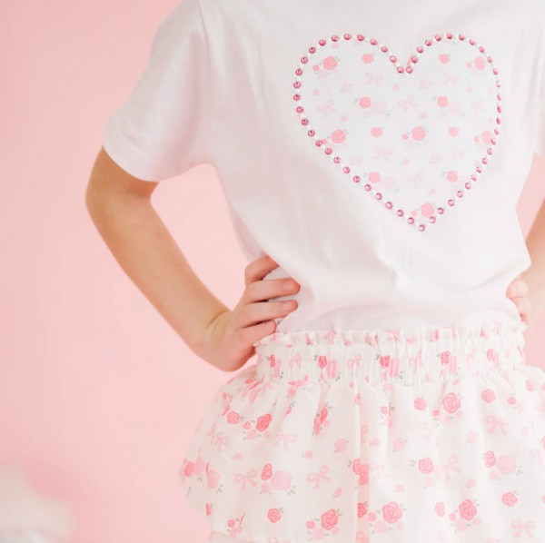 Dainty Rose Pearl Heart Patch T-Shirt - Magpies Paducah