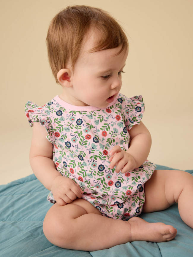 Flutter Baby Romper, Azulejos Florales