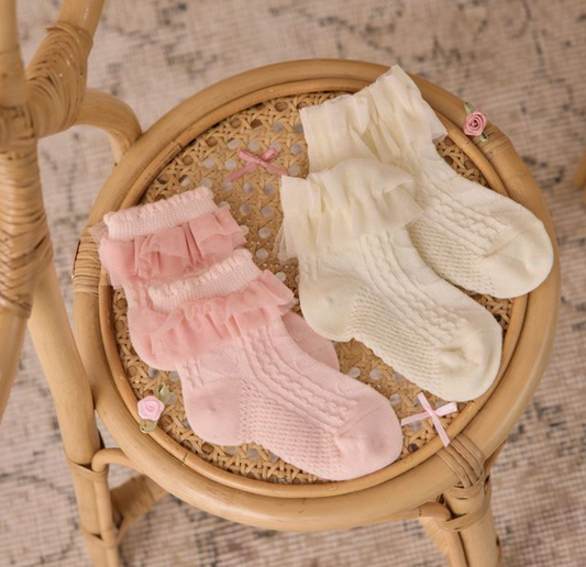 Ruffle Socks | Ivory, Blush - Magpies Paducah