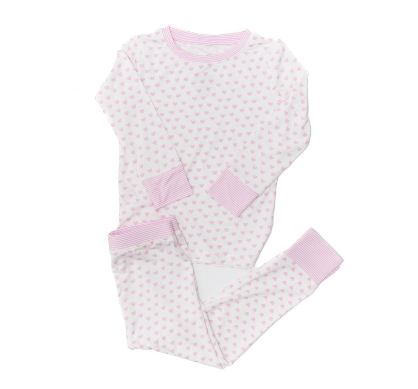 Hearts & Stripes PJ Set, Pink
