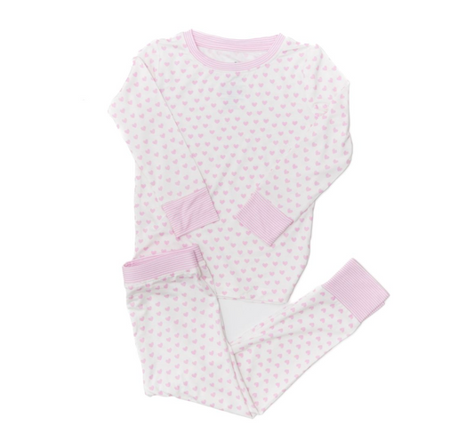 Hearts & Stripes PJ Set, Pink