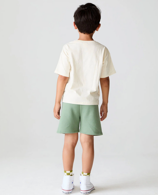 Cotton Terry Shorts, Green Wave Stripe - Magpies Paducah