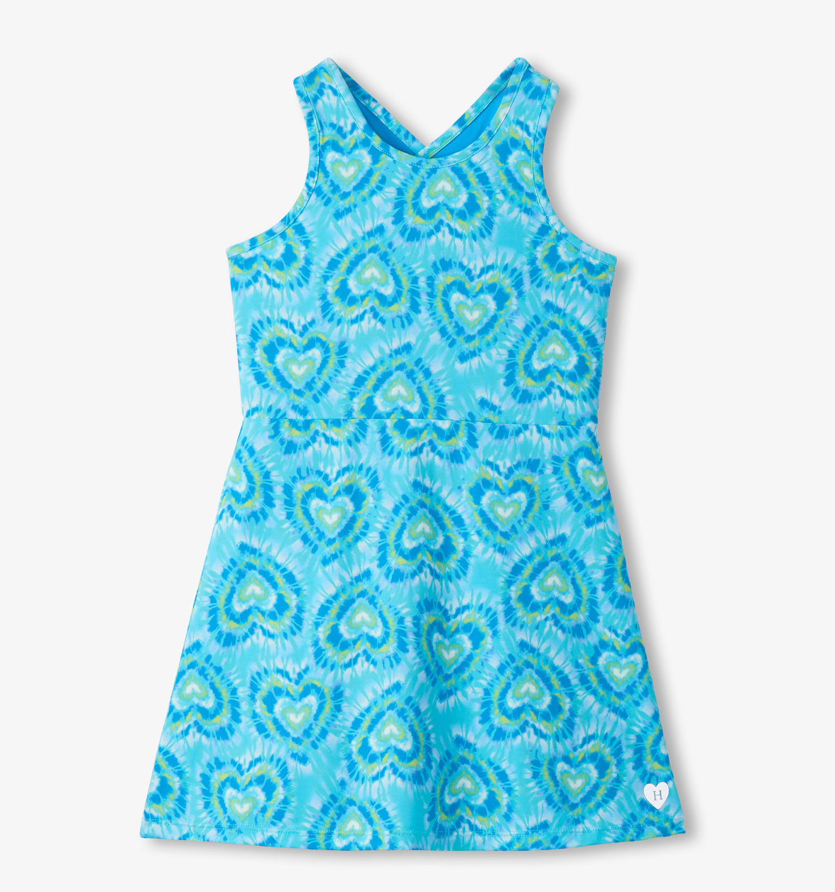 Active A-line Dress, Blue Candy Hearts - Magpies Paducah