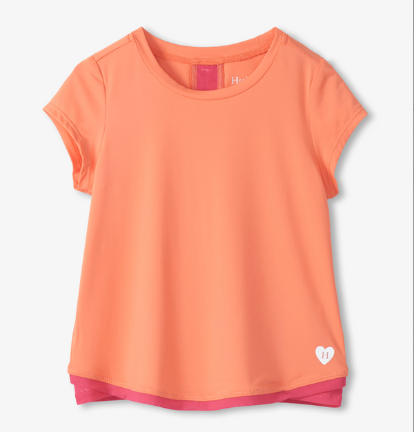 Mesh Trim Tee, Fusion Coral - Magpies Paducah
