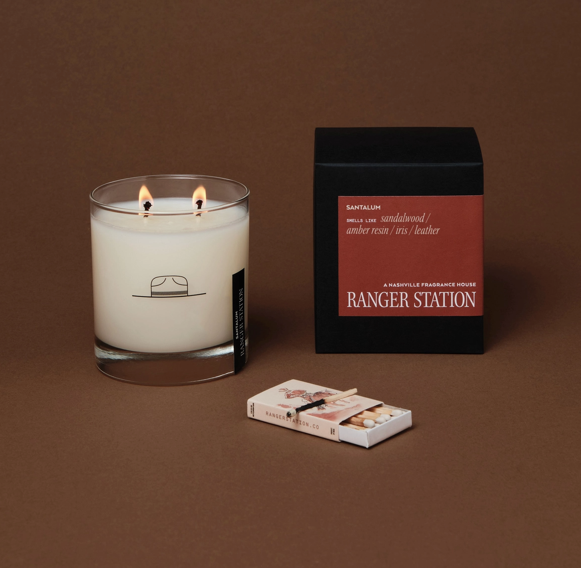 Rocks Glass Candle, Santalum