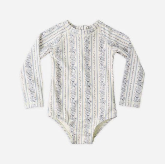 Delphine Rashguard OnePiece, Blue Floral - Magpies Paducah