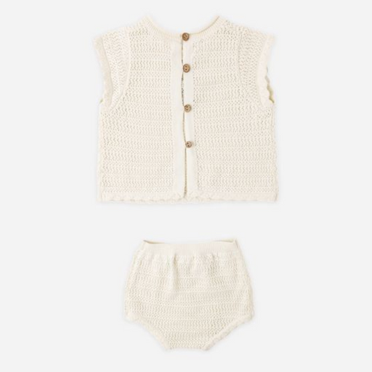 Scallop Knit Baby Set, Natural