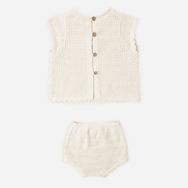 Scallop Knit Baby Set, Natural