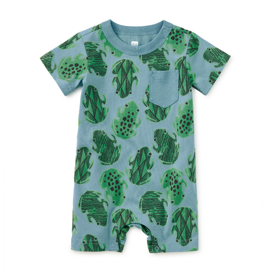 Pocket Shortie Baby Romper, Hopalong Frog - Magpies Paducah
