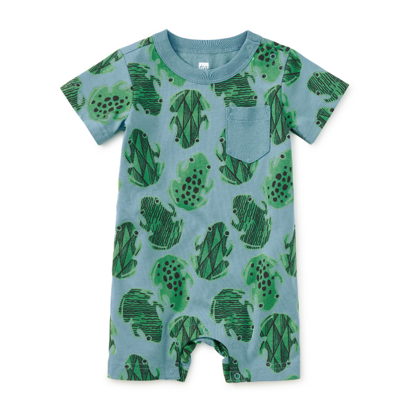 Pocket Shortie Baby Romper, Hopalong Frog - Magpies Paducah