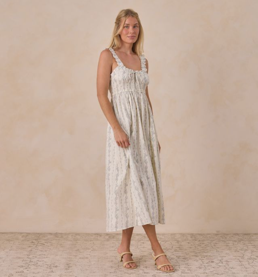 Women's Jane Dress, French Floral Stripe - Magpies Paducah
