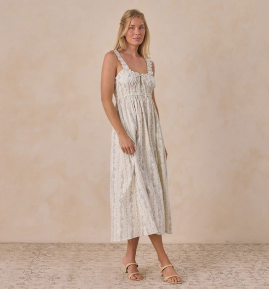 Women's Jane Dress, French Floral Stripe - Magpies Paducah