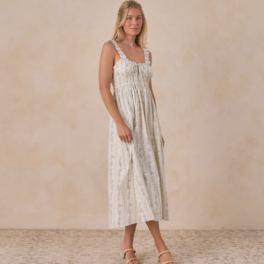 Women's Jane Dress, French Floral Stripe - Magpies Paducah