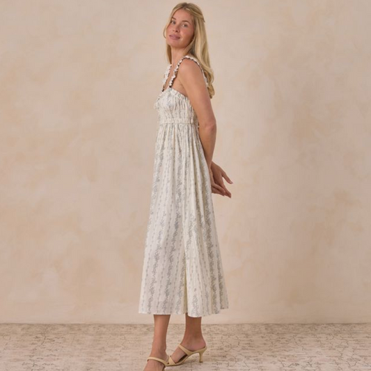 Women's Jane Dress, French Floral Stripe - Magpies Paducah
