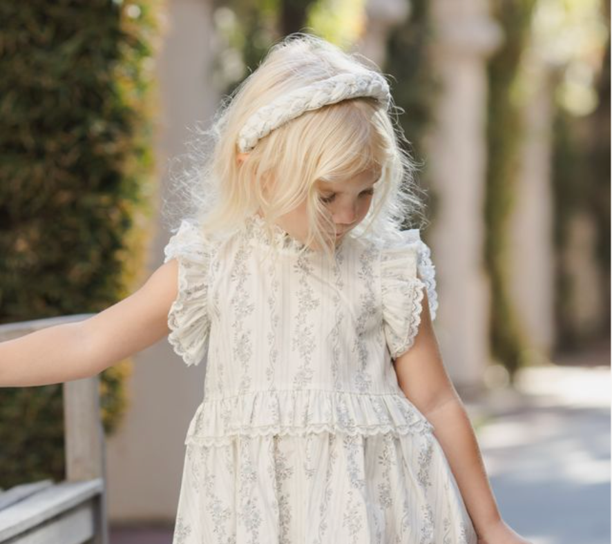 Braided Headband, French Floral Stripe - Magpies Paducah