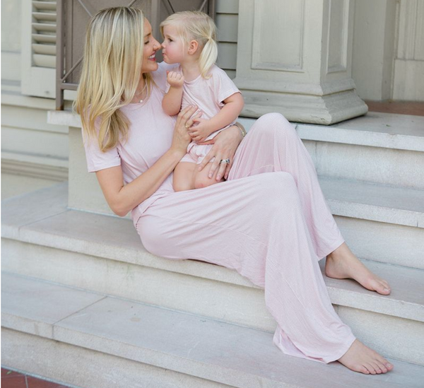 Sleep Short & Tee Set, Pink Mini Stripe - Magpies Paducah