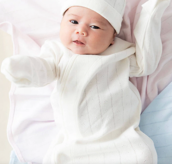 Pointelle Gown + Hat Set, Tofu - Magpies Paducah