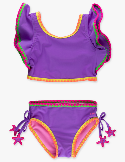 Crochet Trim Tankini, Purple