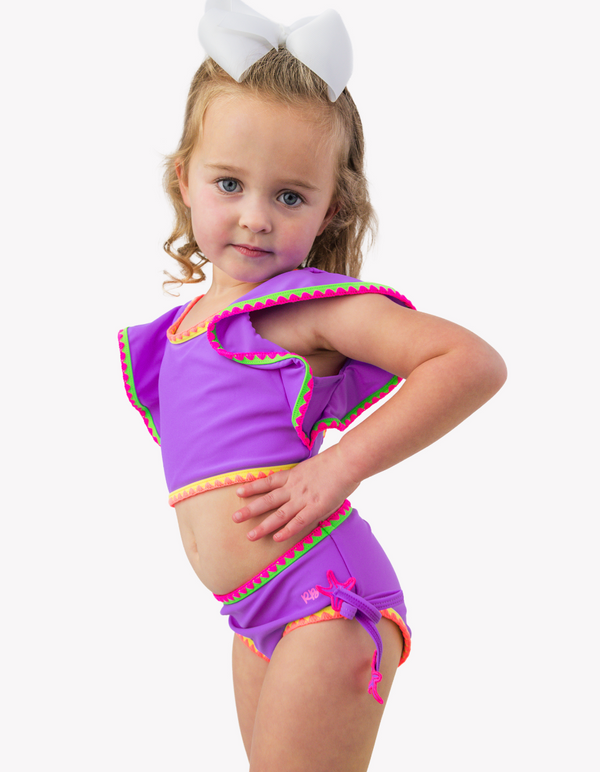 Crochet Trim Tankini, Purple