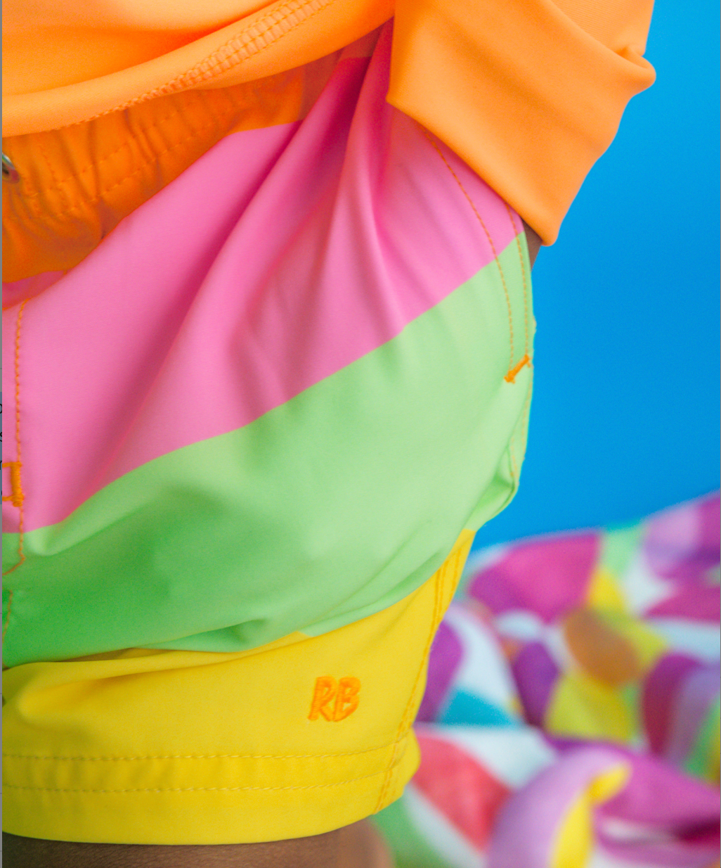 Hybrid Swim Trunk, Citrus Colorblock