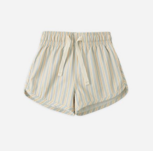 Swim Short, Blue + Butterscotch Stripe - Magpies Paducah