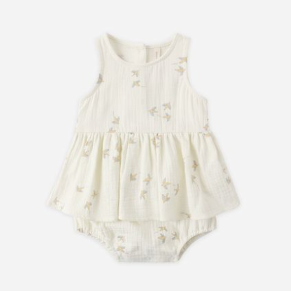 Skirted Tank Romper, Birds - Magpies Paducah