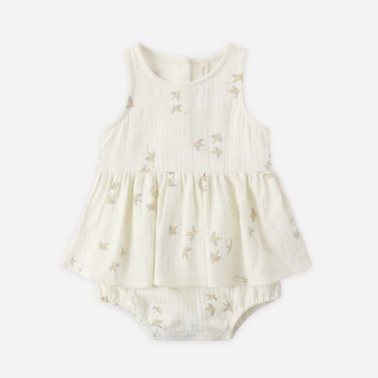 Skirted Tank Romper, Birds - Magpies Paducah