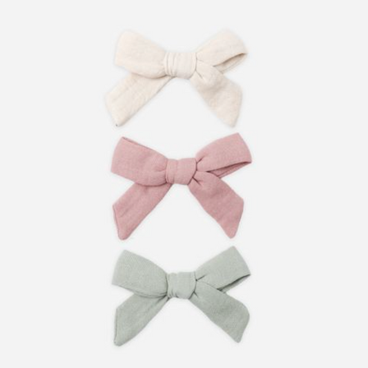 Bow Clip Set of 3 | Natural, Mauve, Sage - Magpies Paducah