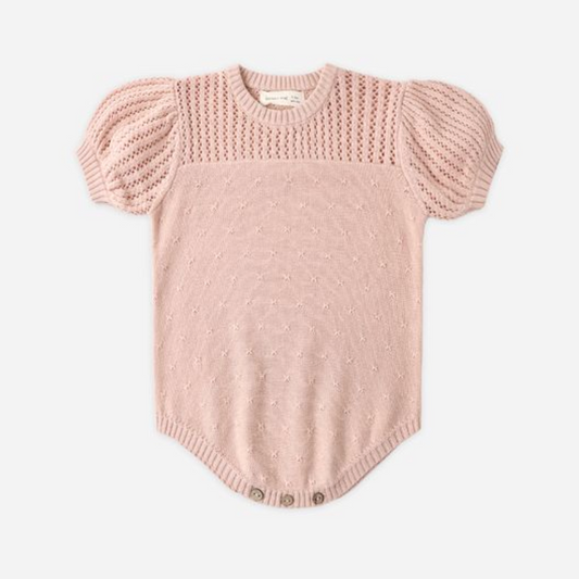 Pointelle Knit Romper, Melon - Magpies Paducah