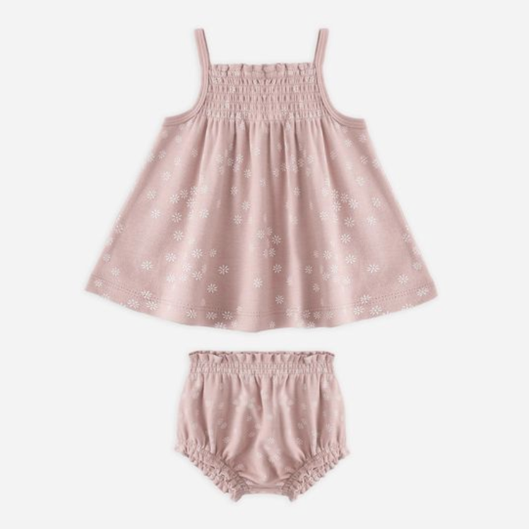 Smocked Tank + Bloomer Set, Mauve Daisy - Magpies Paducah