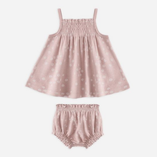 Smocked Tank + Bloomer Set, Mauve Daisy - Magpies Paducah