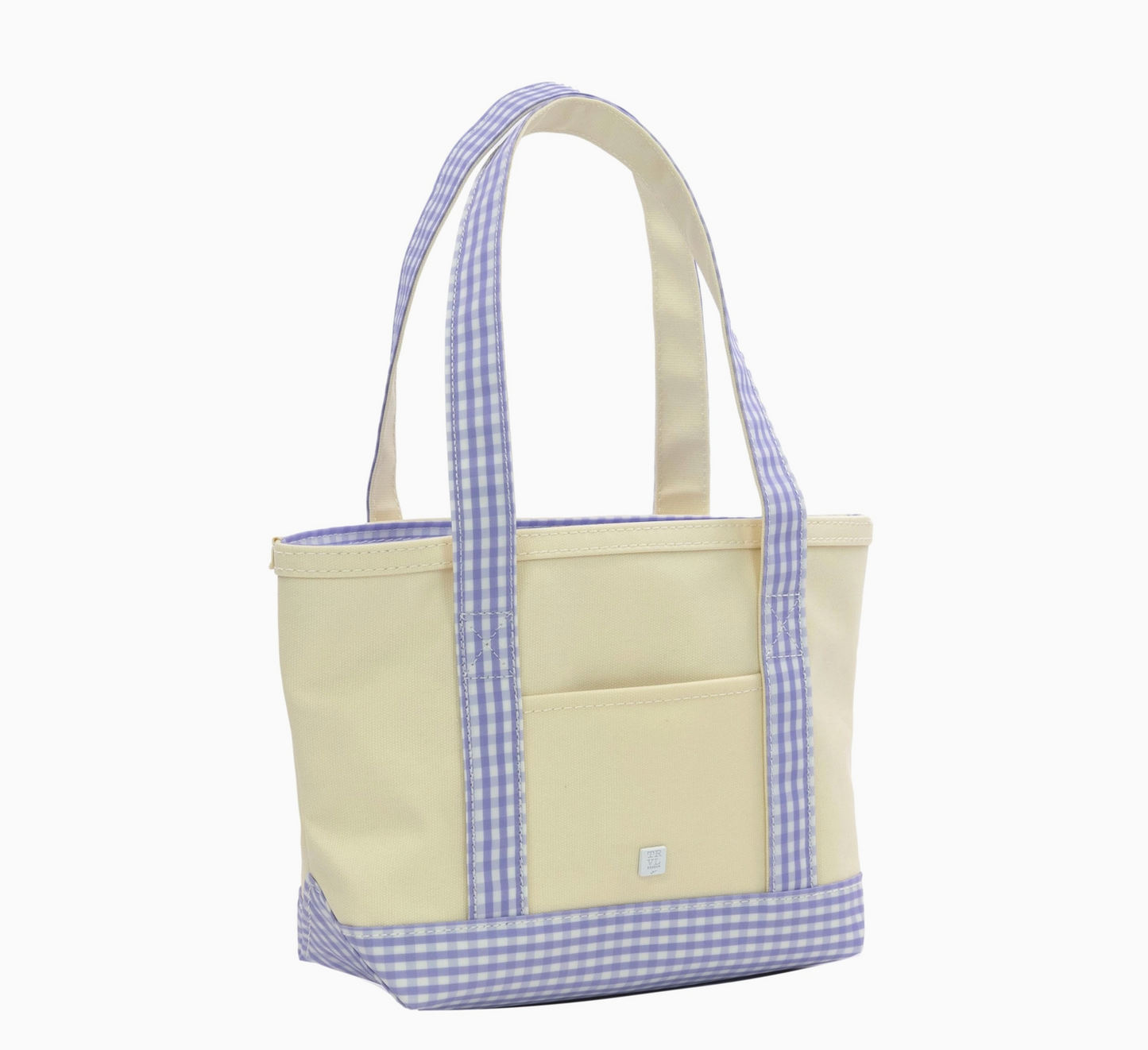 Coated Canvas Mini Tote, Natural + Lilac Gingham - Magpies Paducah