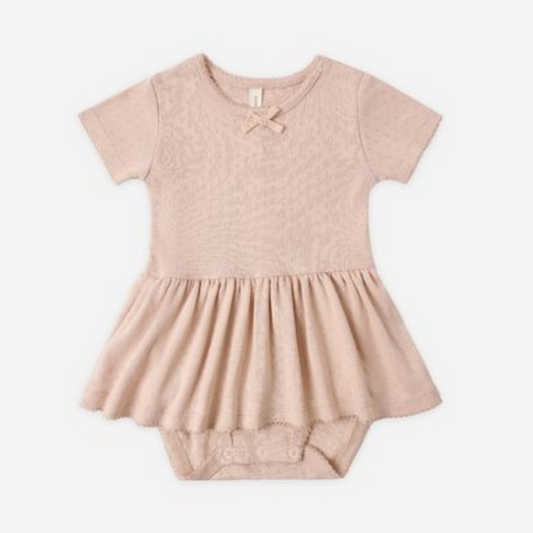 Pointelle Skirted Bodysuit, Melon - Magpies Paducah