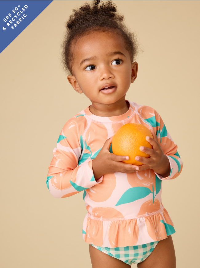 Rashguard Baby Swimsuit, Valencia Orange - Magpies Paducah