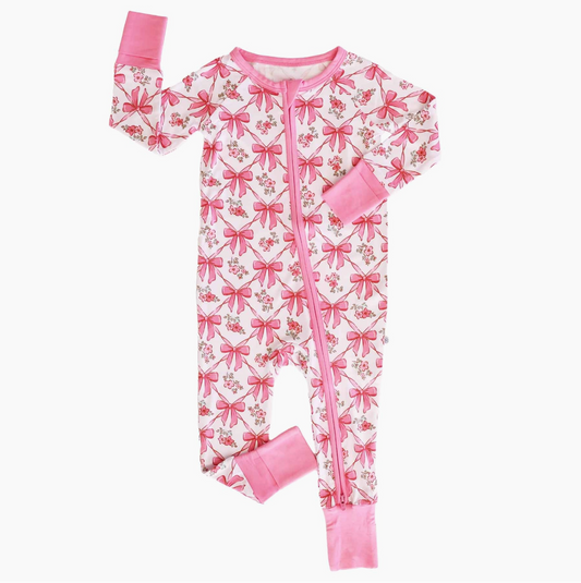 Convertible Zip Romper, Bow Besties - Magpies Paducah