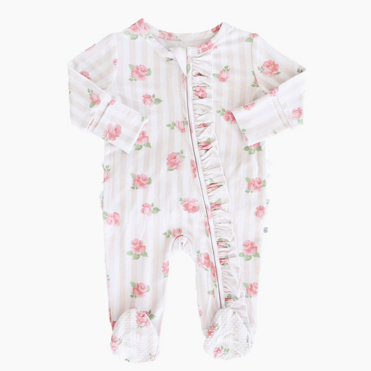 Ruffle Zip Footie, Rosy & Cozy - Magpies Paducah