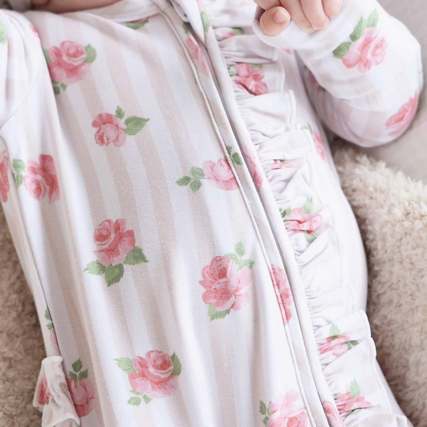Ruffle Zip Footie, Rosy & Cozy - Magpies Paducah