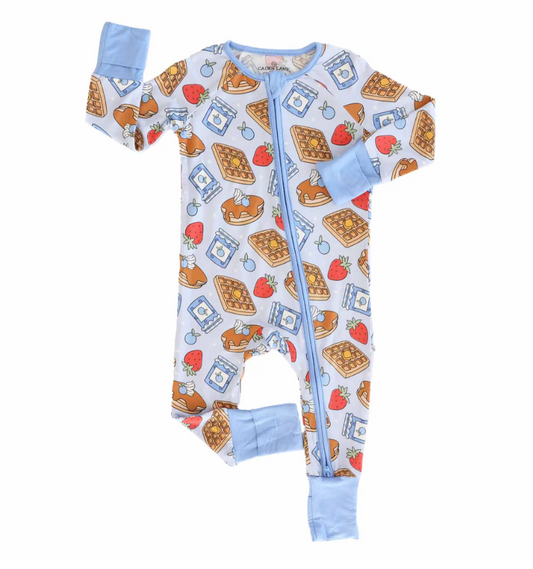 Convertible Zip Romper, Blue Sweet Stacks - Magpies Paducah