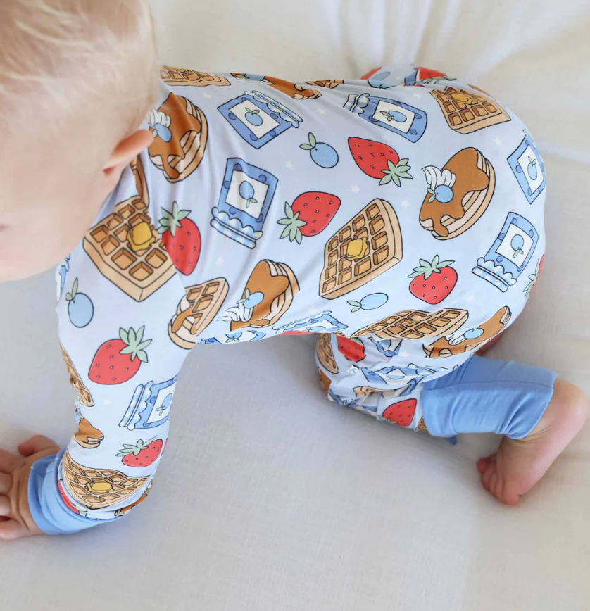 Convertible Zip Romper, Blue Sweet Stacks - Magpies Paducah