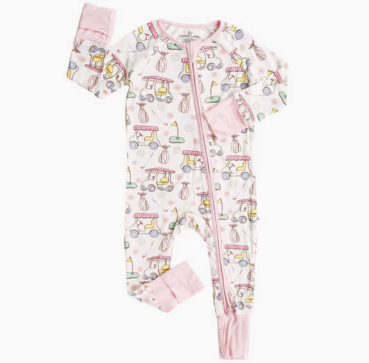 Convertible Zip Romper, Pink Country Club Cuties - Magpies Paducah
