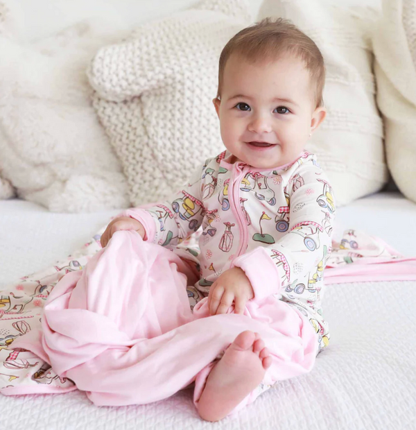 Convertible Zip Romper, Pink Country Club Cuties - Magpies Paducah