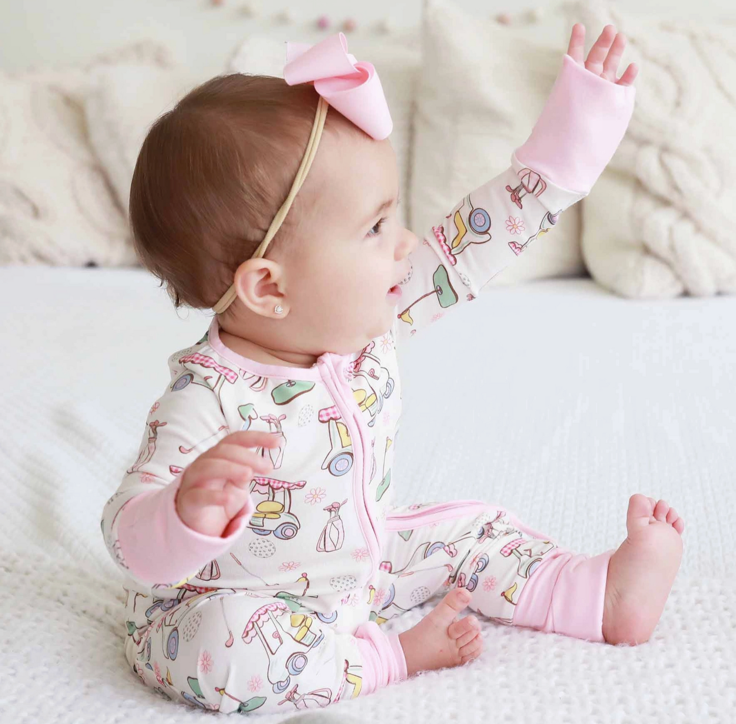 Convertible Zip Romper, Pink Country Club Cuties - Magpies Paducah